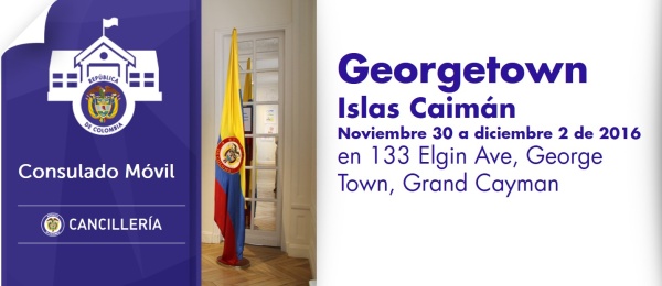 Consulado en Kingston estará con su unidad móvil en Georgetown - Islas Caimán del 30 de noviembre al 2 de diciembre de 2016